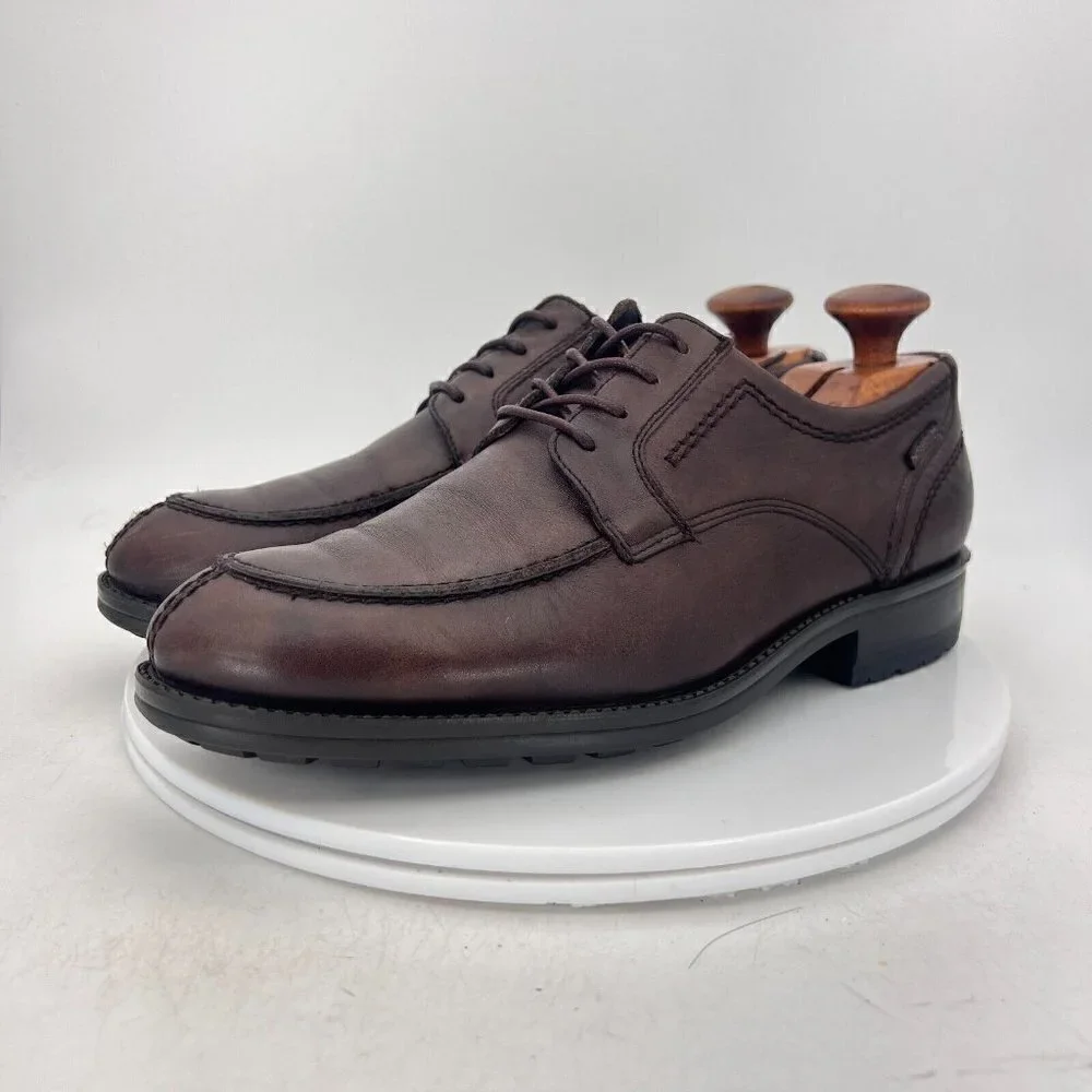Mephisto Men Size 8 Dark Brown Leather Split Toe Lace Up Derby Dress Shoes